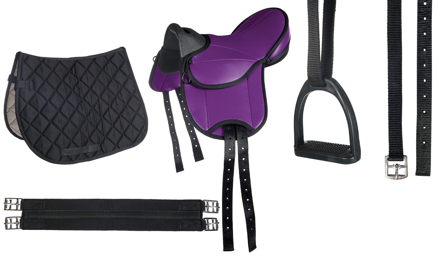 Shetland pony saddle set Beginner 1127 violet / pcs.