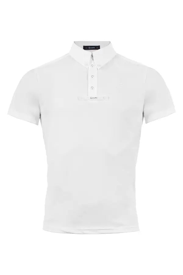 Sporty men's competition polo shirt made of functional jersey with fixable collar made of poplin