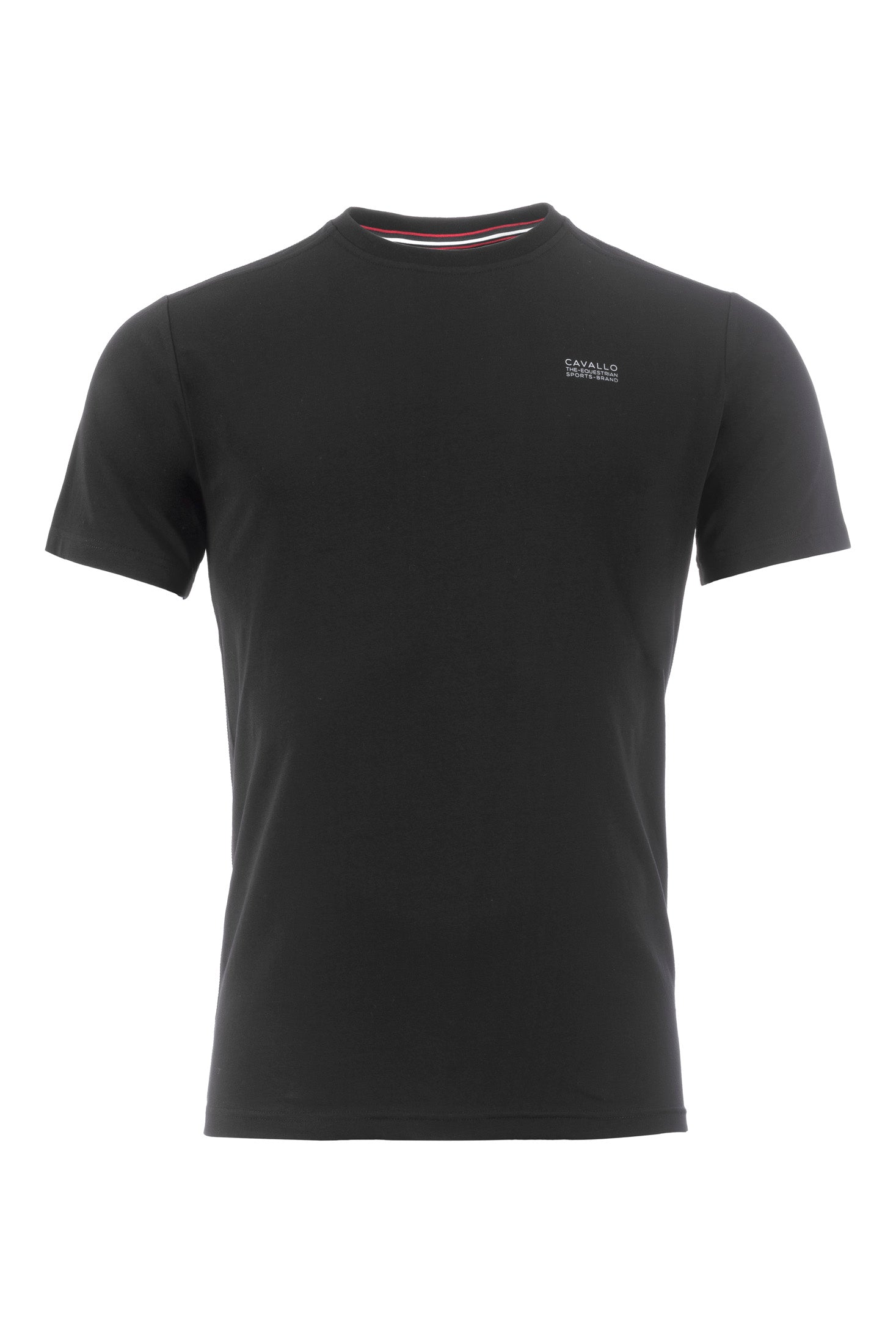 Bi-elastic cotton shirt with ribbed round neckline