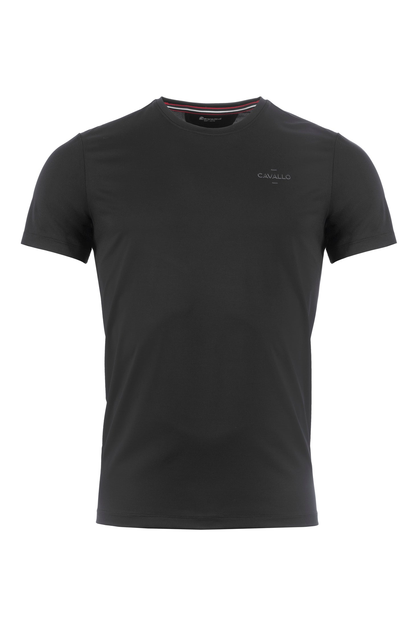 Bi-elastic round neck shirt made of functional jacquard jersey