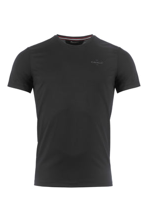 Bi-elastic round neck shirt made of functional jacquard jersey