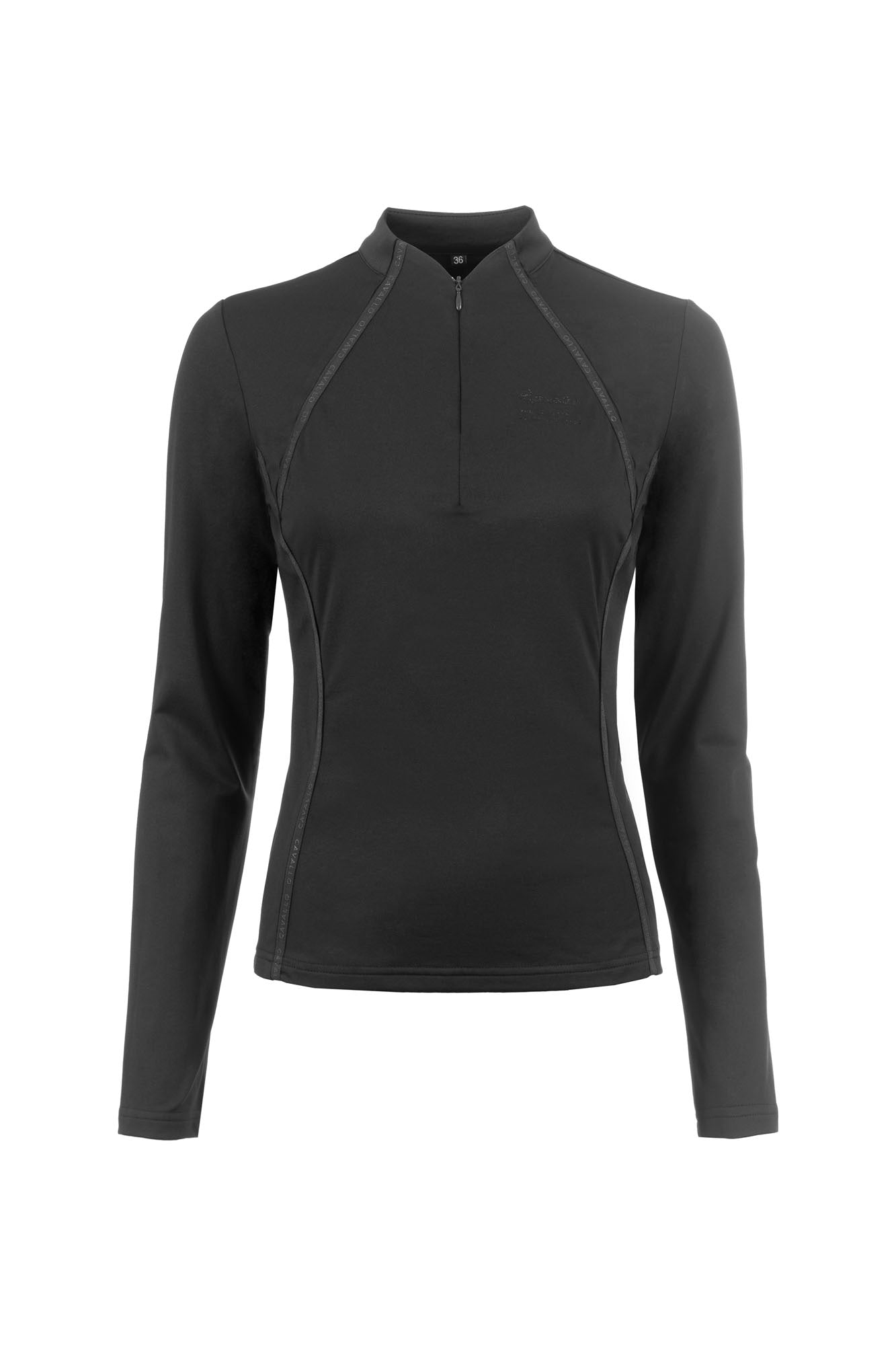 half-zip shirt CAVALRAKEL-
with rib fabric, pearls and crystals