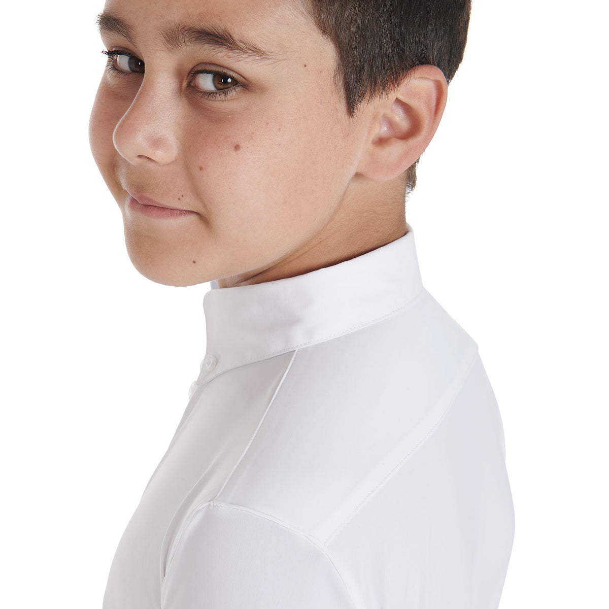 Boy's slim fit competition polo shirt with three buttons