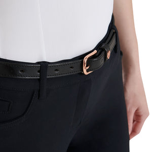 Leather belt with rose gold clincher black / 95