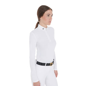 Women's slim fit long sleeved competition polo shirt white / XS
