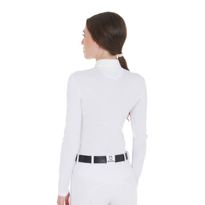 Women's slim fit long sleeved competition polo shirt white / L