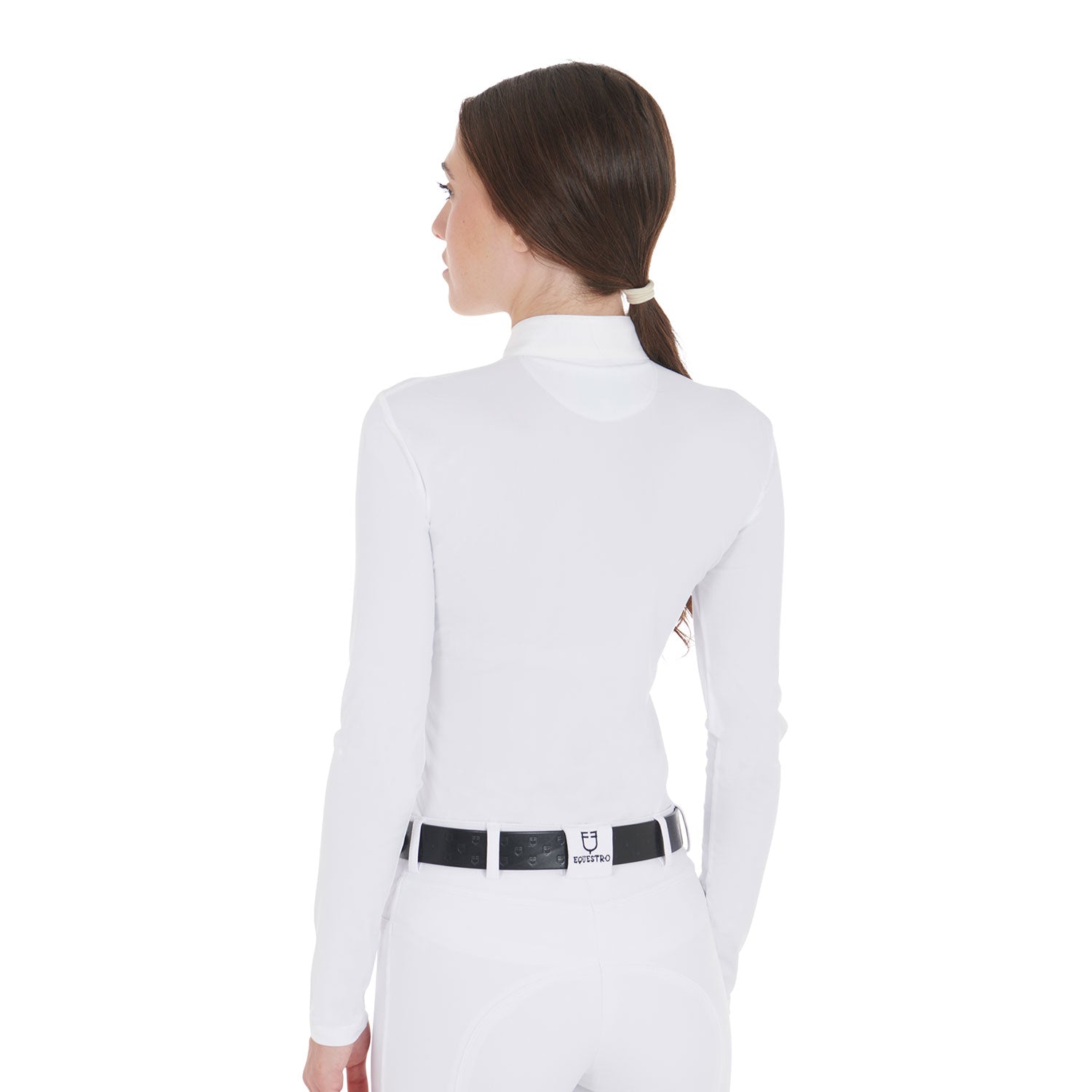 Women's slim fit long sleeved competition polo shirt white / L