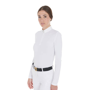 Women's slim fit long sleeved competition polo shirt white / L