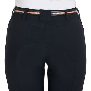 Leather belt with rose gold clincher black / 95