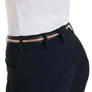 Leather belt with rose gold clincher black / 95