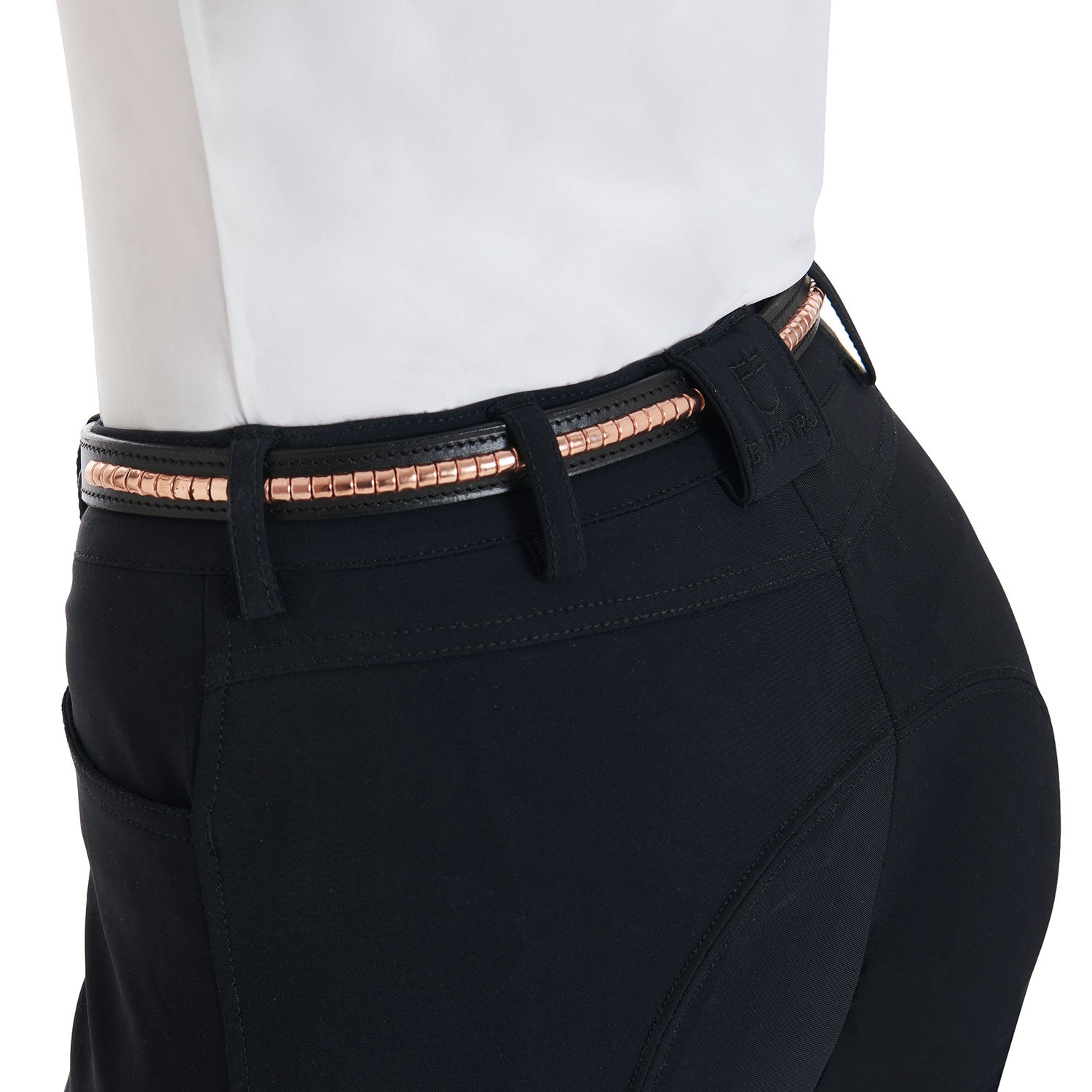 Leather Belt With Rose Gold Clincher black / 100