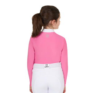 Girls' slim fit competiton polo shirt rhinestones CHATEAU ROSE / 8 YEARS