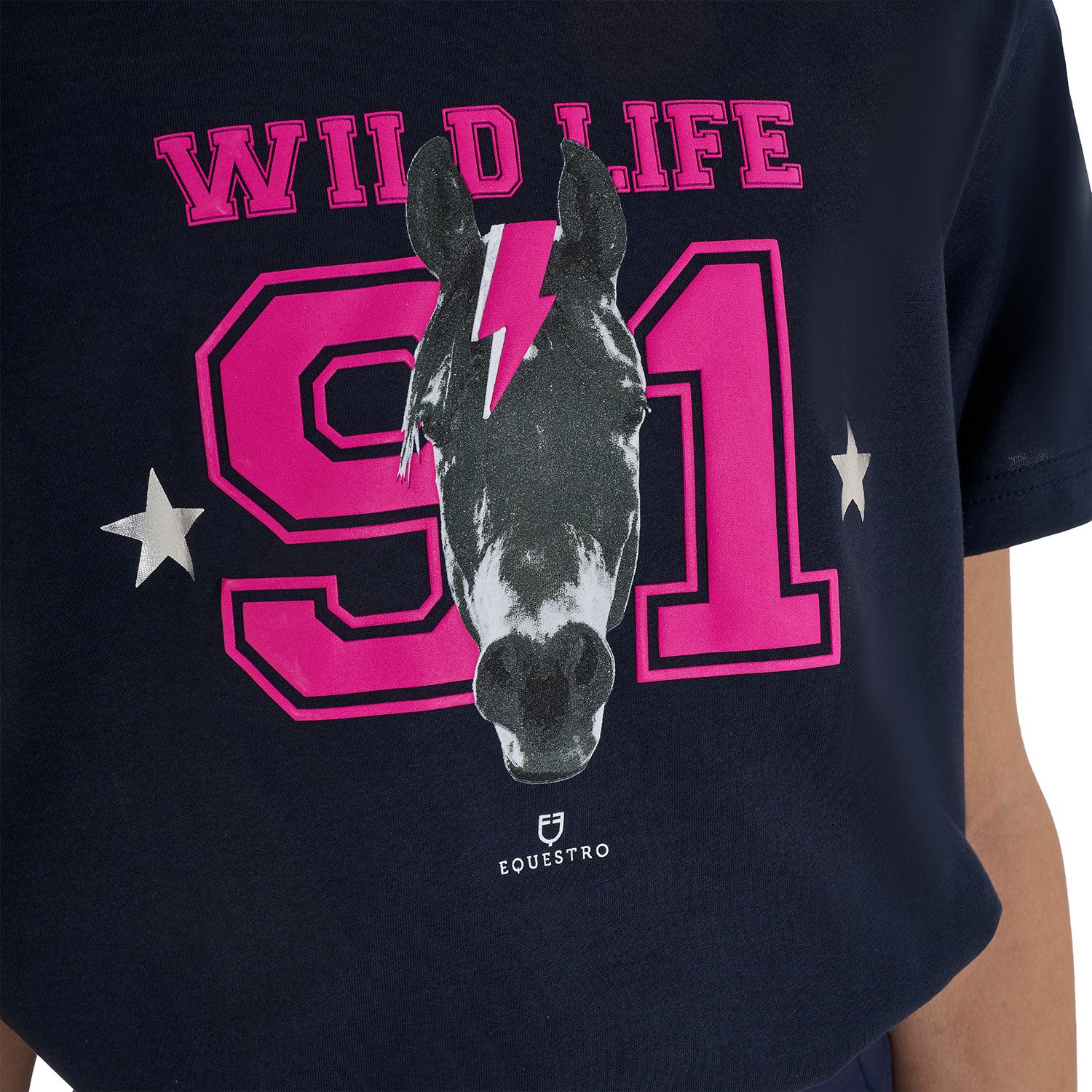 Girls' Wild Life cotton T-shirt with print NAVY / 8 YEARS