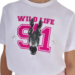 Girls' Wild Life cotton T-shirt with print WHITE / 8 YEARS