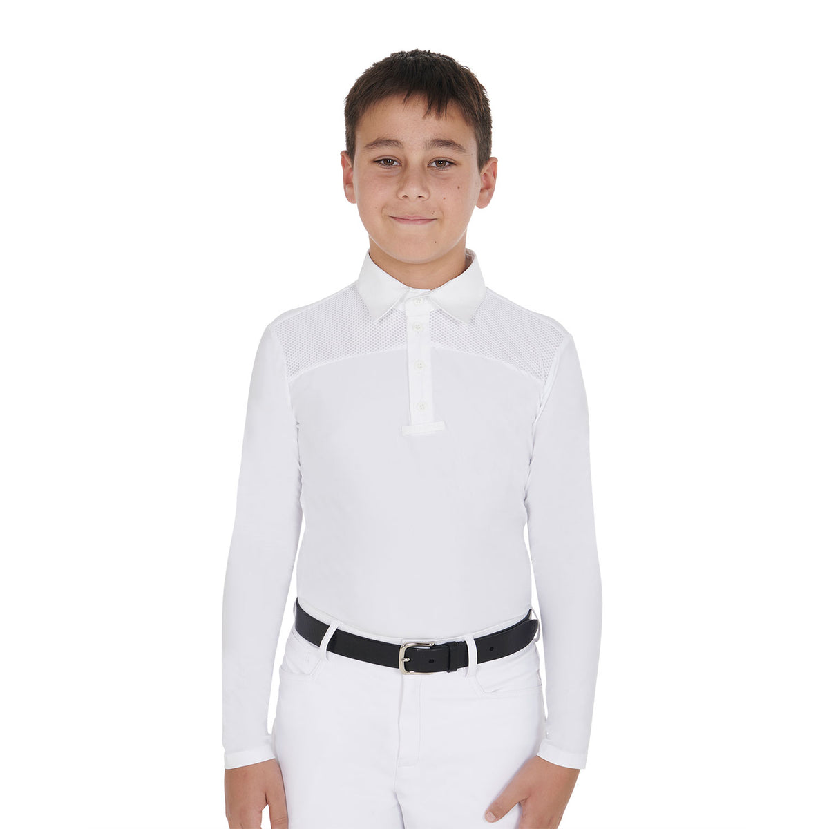 boy's long-sleeved polo shirt with buttons