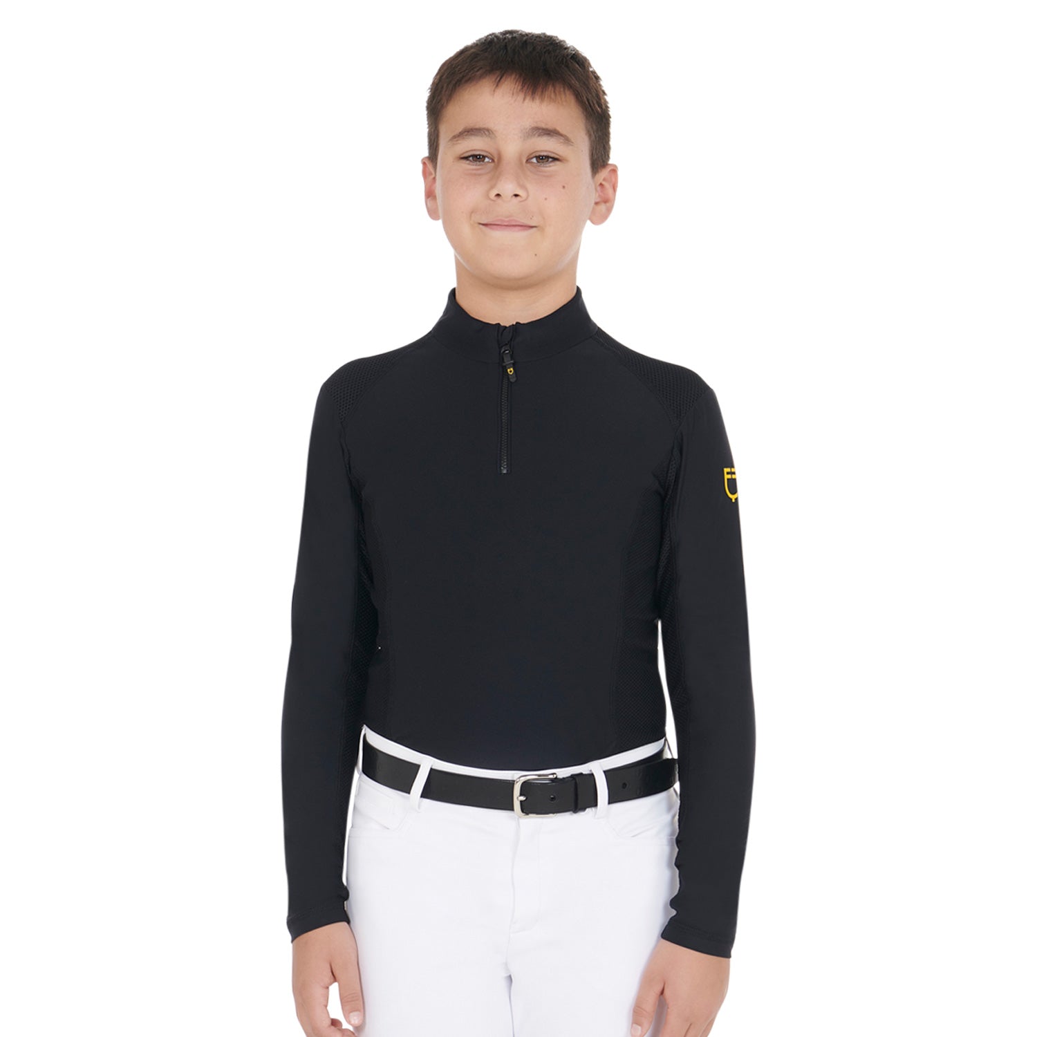 Boys' training base layer in technical fabric BLACK / 10 YEARS