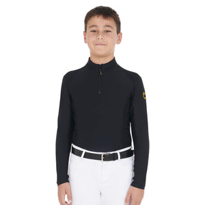 Boys' training base layer in technical fabric BLACK / 10 YEARS