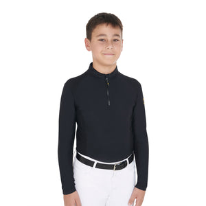 Boys' training base layer in technical fabric BLACK / 10 YEARS