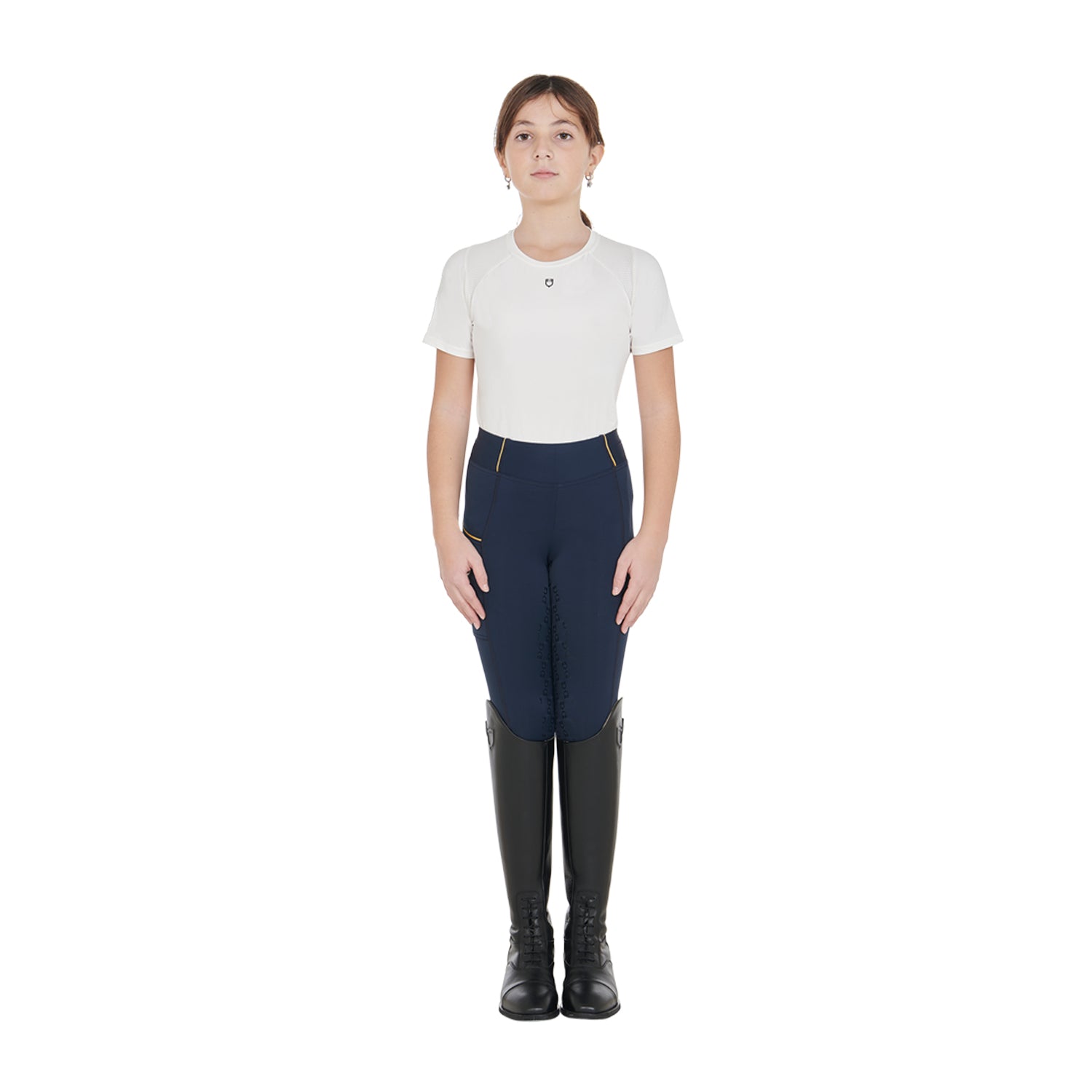 girls' slim fit grip leggings with logo NAVY / 14 Years