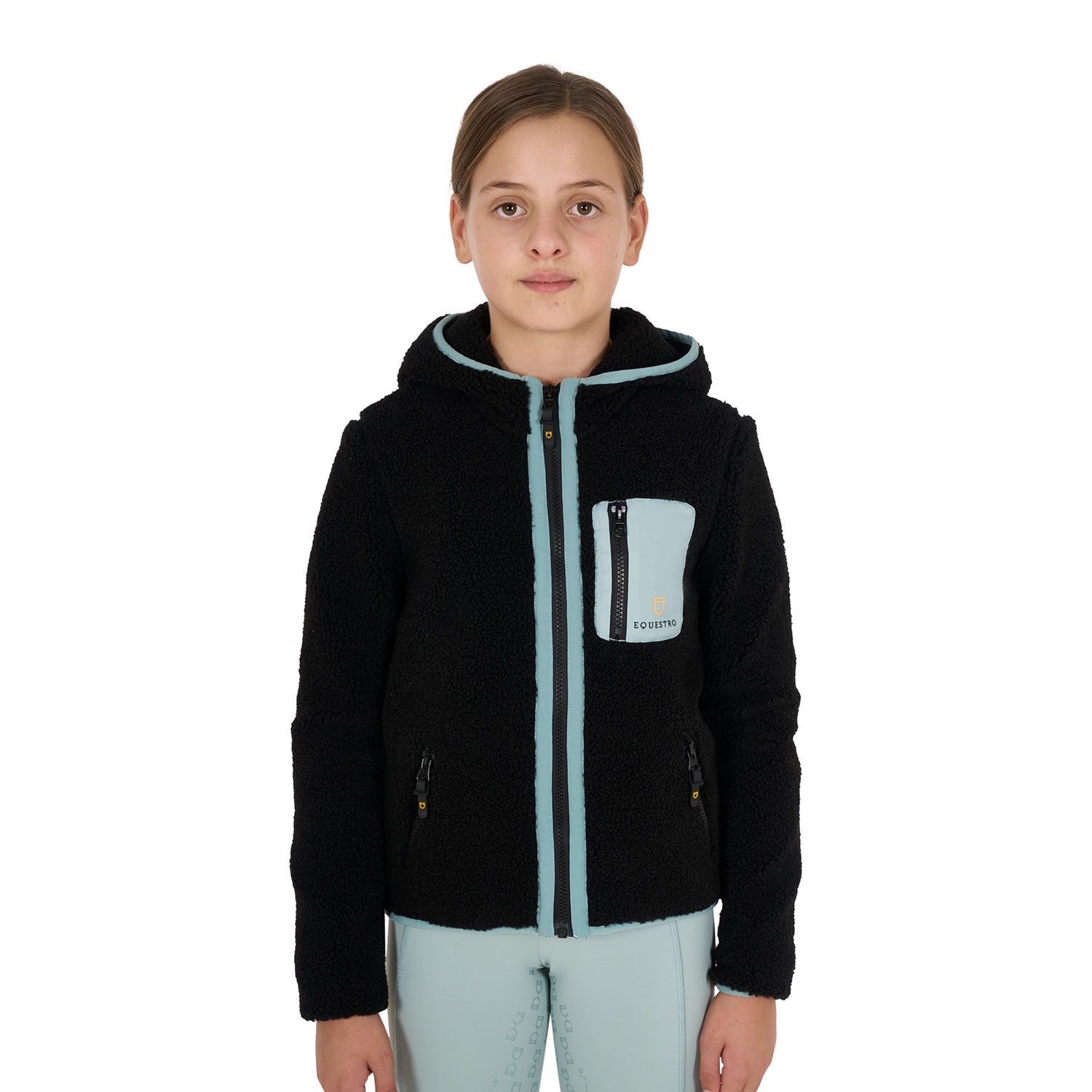 Kids' fleece sweatshirt with front zip BLACK / 8 YEARS
