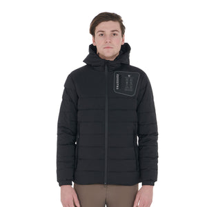 Men'S Down Jacket In Stretch Fabric With Silicone Patch black / L