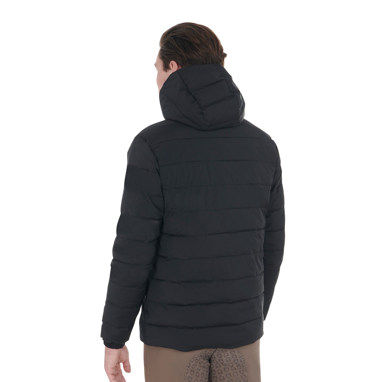 Men'S Down Jacket In Stretch Fabric With Silicone Patch black / L