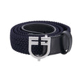 Leather elastic belt with logoed buckle