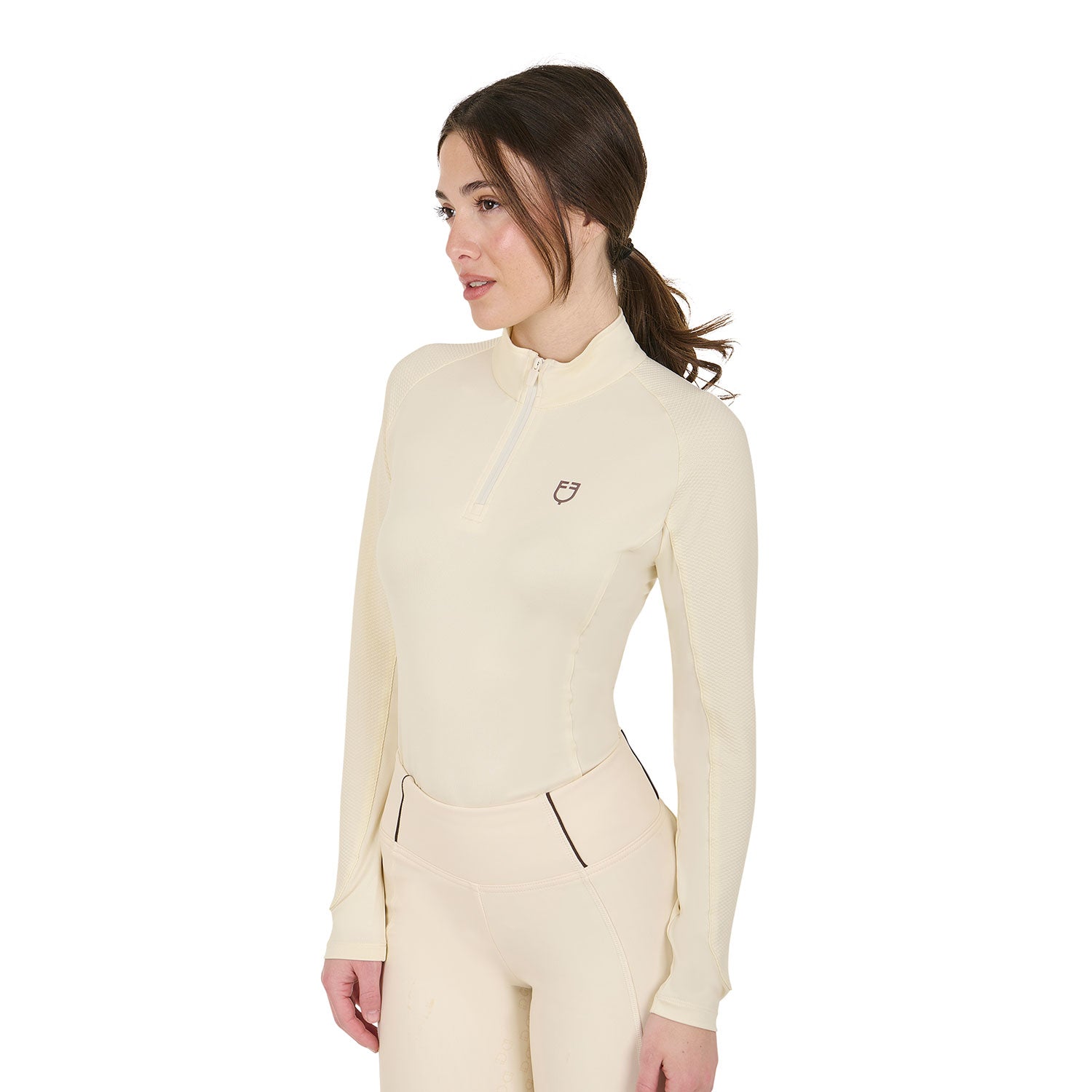equestro women's slim fit long sleeve base layer