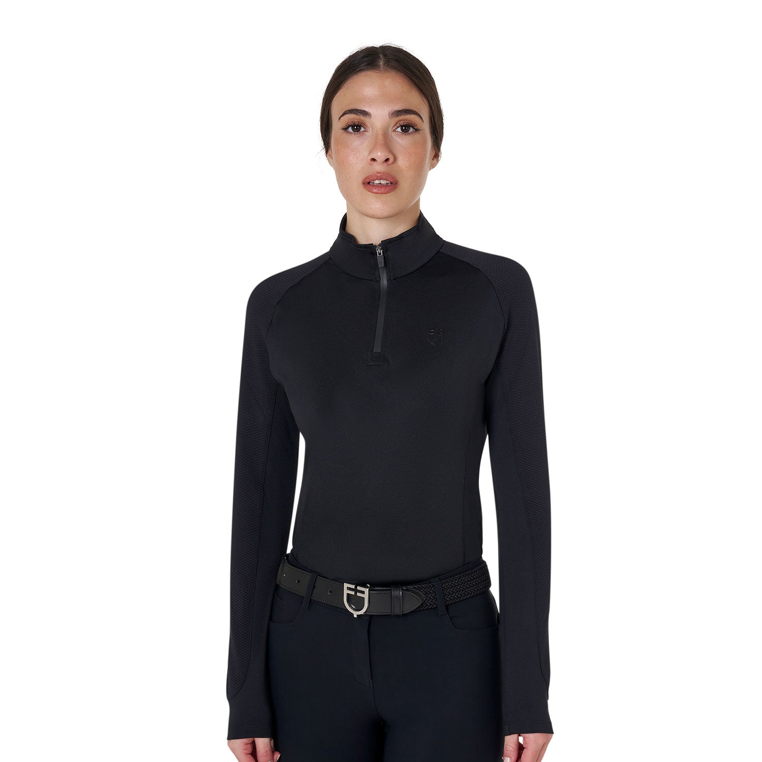 equestro women's slim fit long sleeve base layer