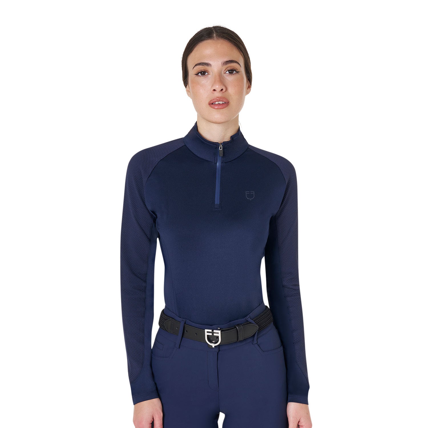 equestro women's slim fit long sleeve base layer