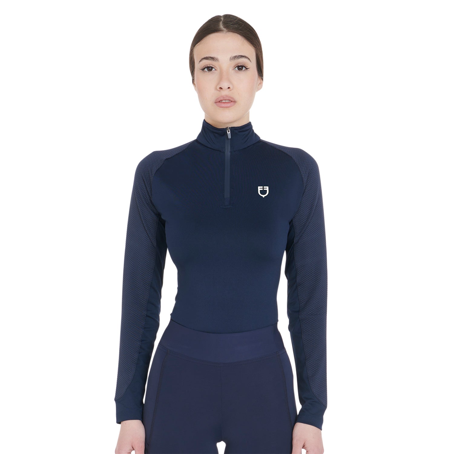 equestro women's slim fit long sleeve base layer