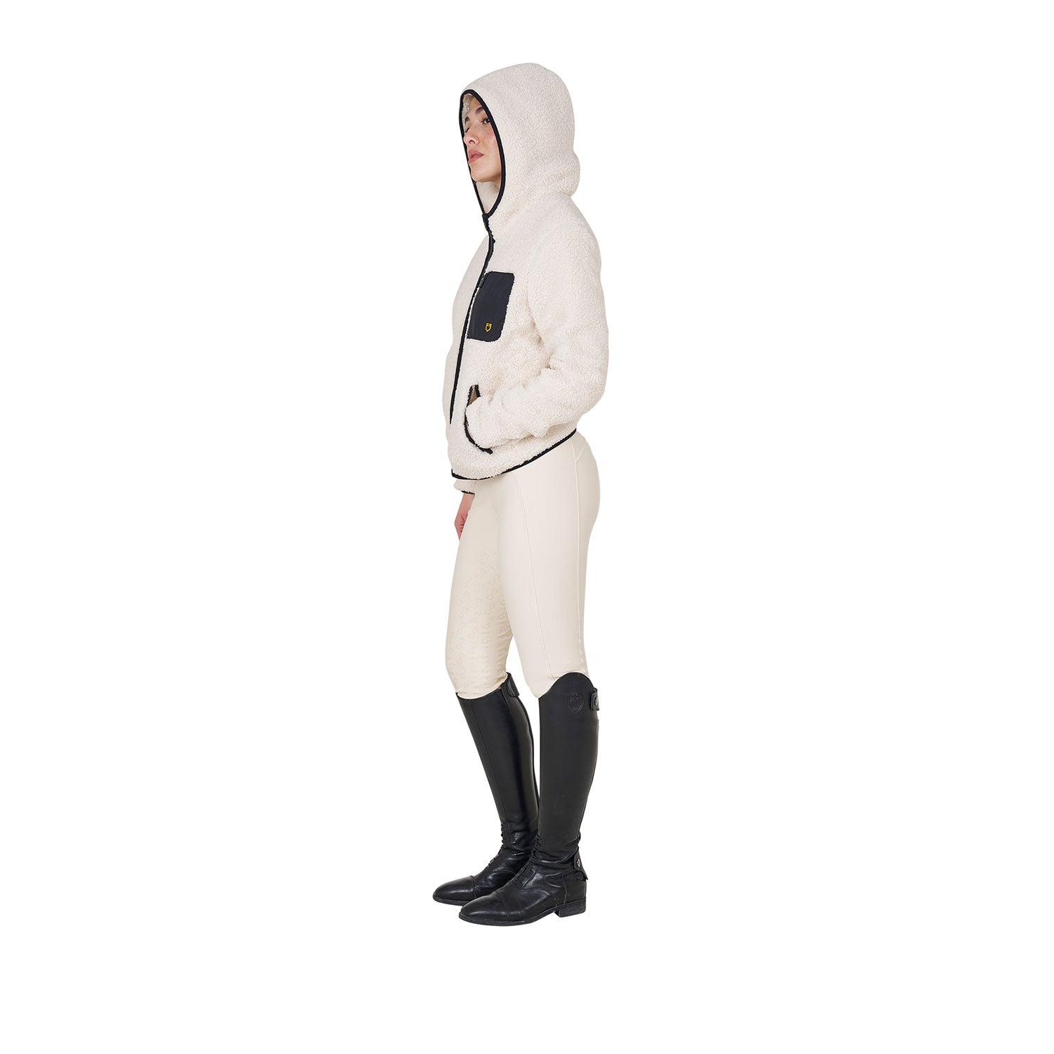 women's sweatshirt in fleece with front pocket White (11-0105) / XL