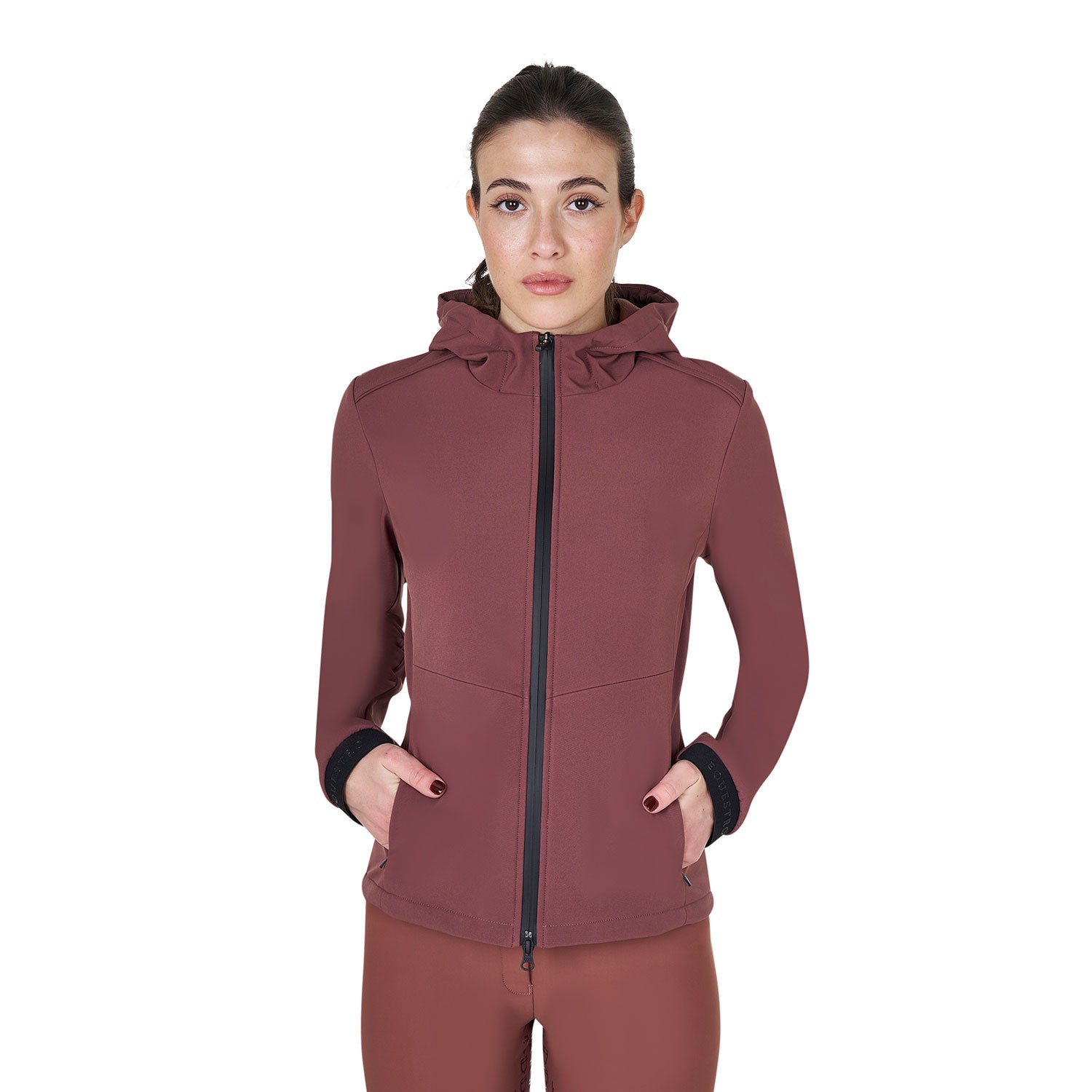 Women's slim fit softshell jacket with concealed pockets MARRON (18-1415) / XS