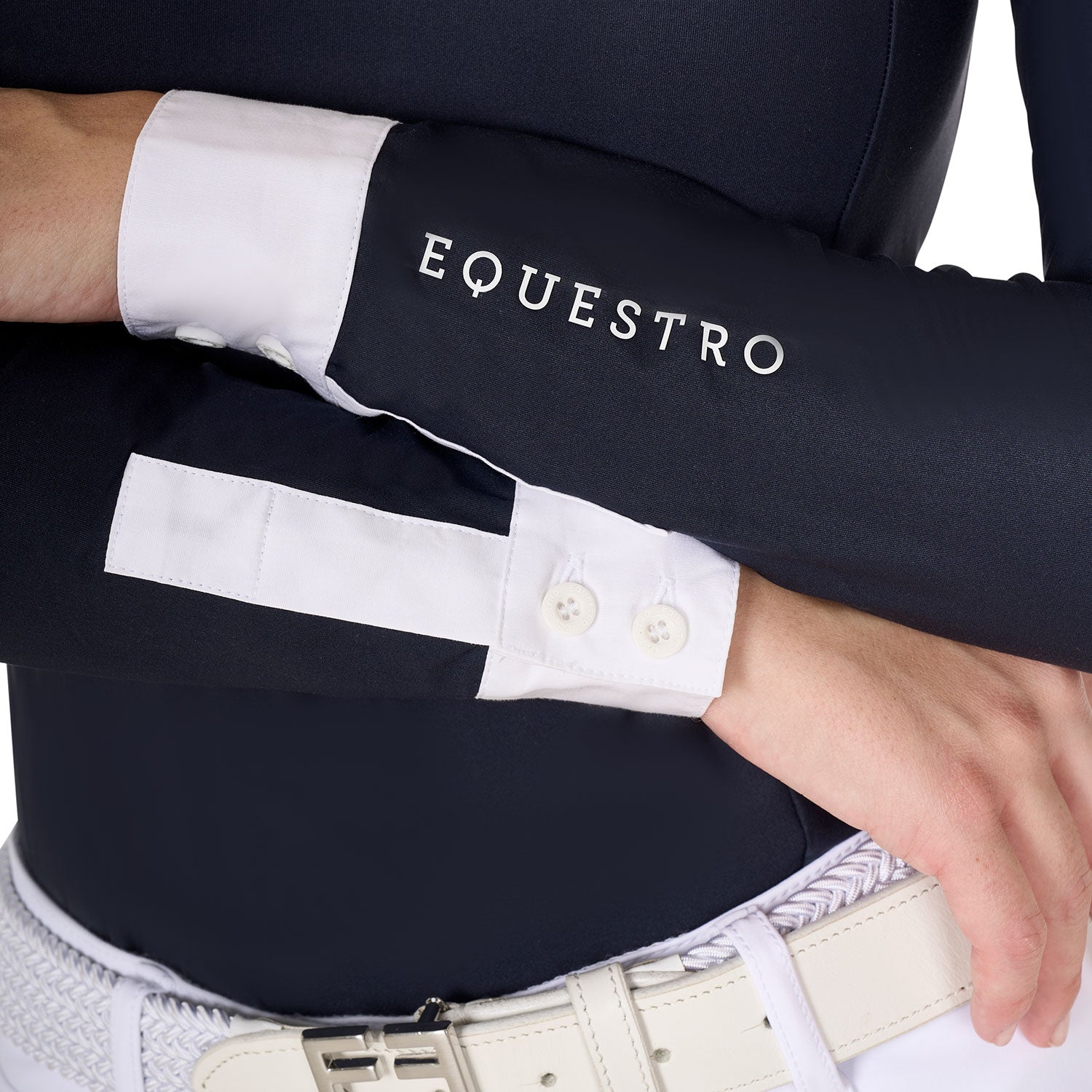 Women's slim fit polo shirt with pleated cotton NAVY BLAZER (19-3923) / XS