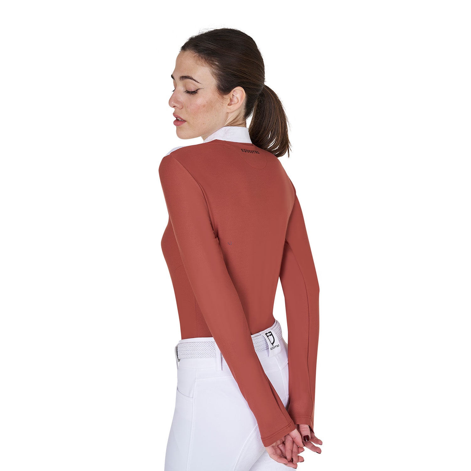 Women's competition polo shirt in technical and mesh fabric REDWOOD (18-1443) / XS