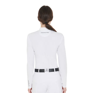 Women's competition polo shirt in technical and mesh fabric WHITE / XS