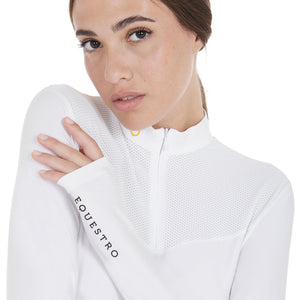 Women's competition polo shirt in technical and mesh fabric WHITE / XS