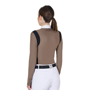 Women's slim fit polo shirt in technical fabric WALNUT (18-1112) / XS