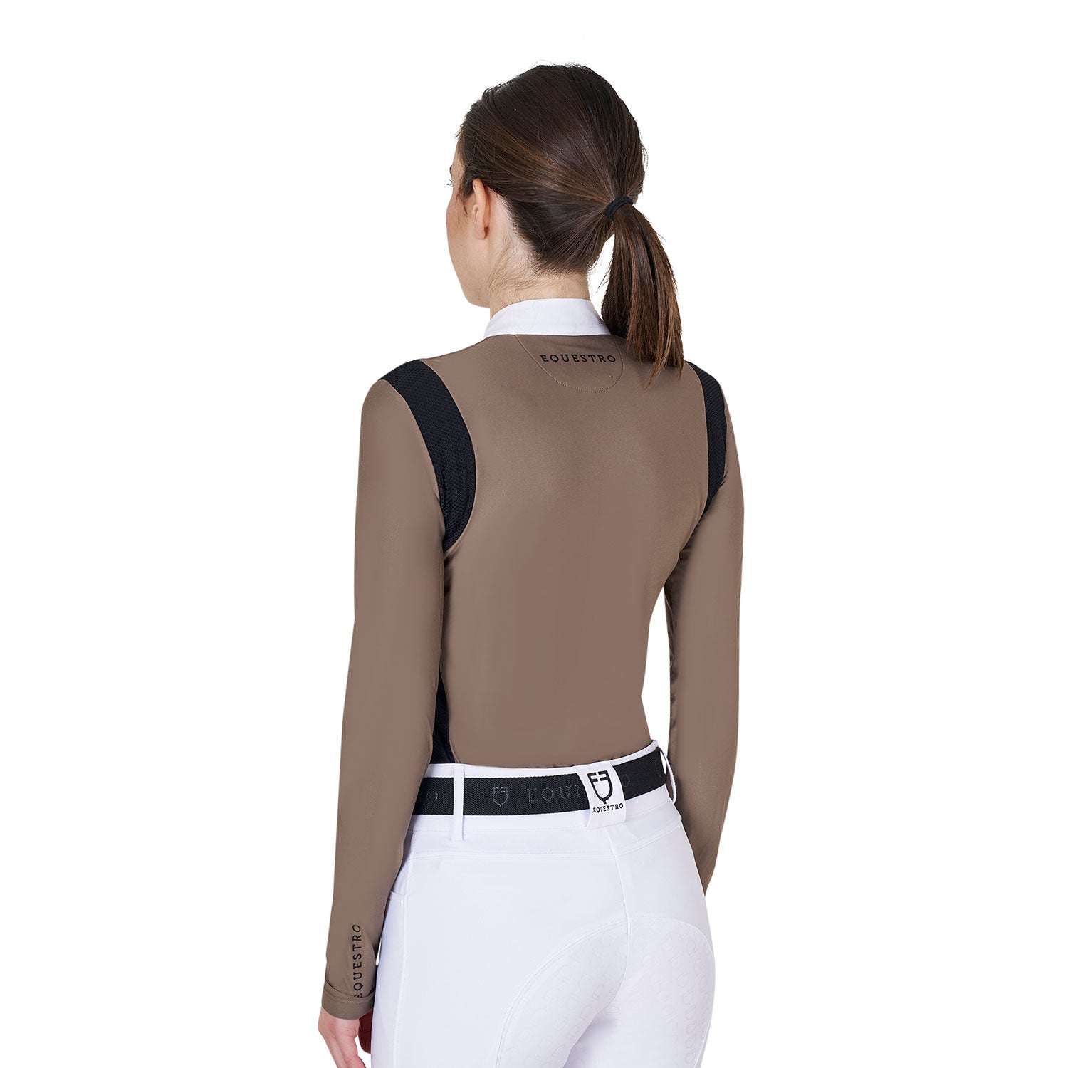 Women's slim fit polo shirt in technical fabric WALNUT (18-1112) / XS