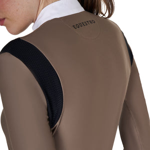 Women's slim fit polo shirt in technical fabric WALNUT (18-1112) / XS