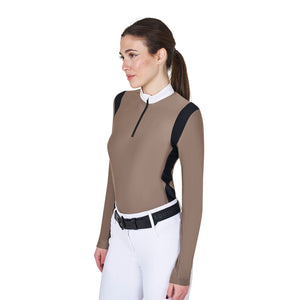 Women's slim fit polo shirt in technical fabric WALNUT (18-1112) / XS