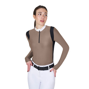 Women's slim fit polo shirt in technical fabric WALNUT (18-1112) / XS