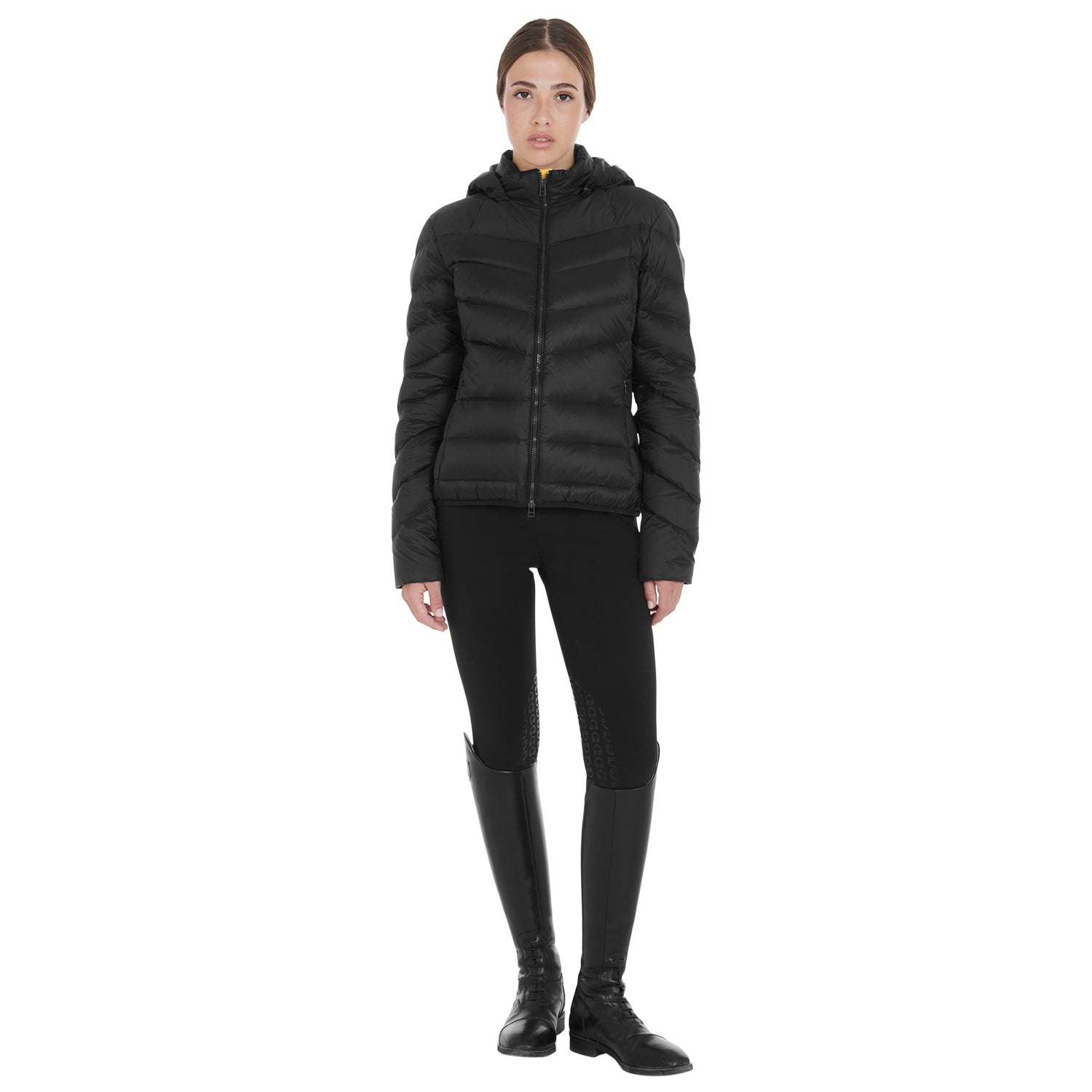 Women'S Slim Fit Down Jacket With Removable Hood black / L