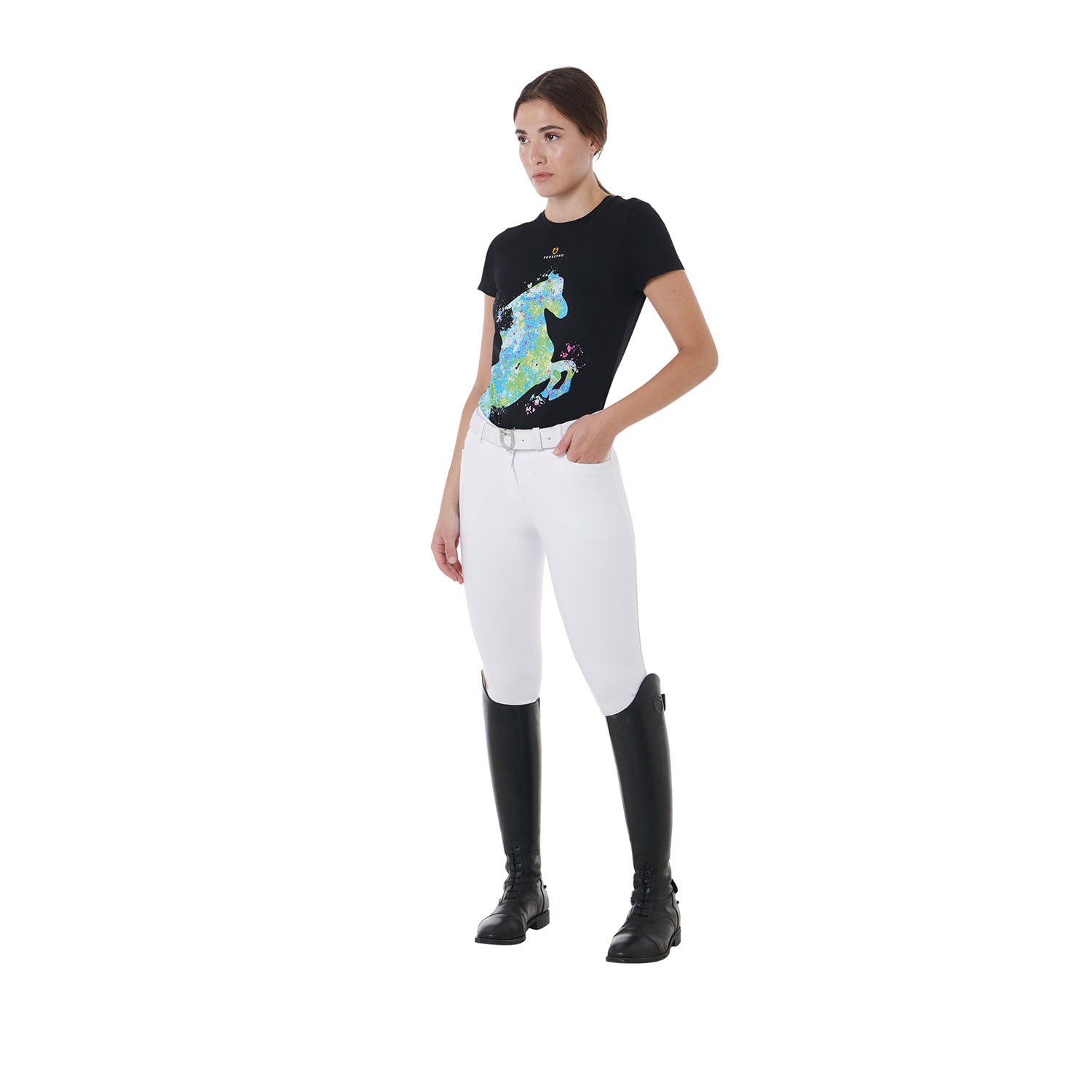 WOMEN'S SHINY HORSE COTTON T black / XS