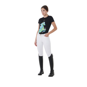 WOMEN'S SHINY HORSE COTTON T black / XS