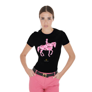 WOMEN'S DRESSAGE HORSE COTTON T black / XS