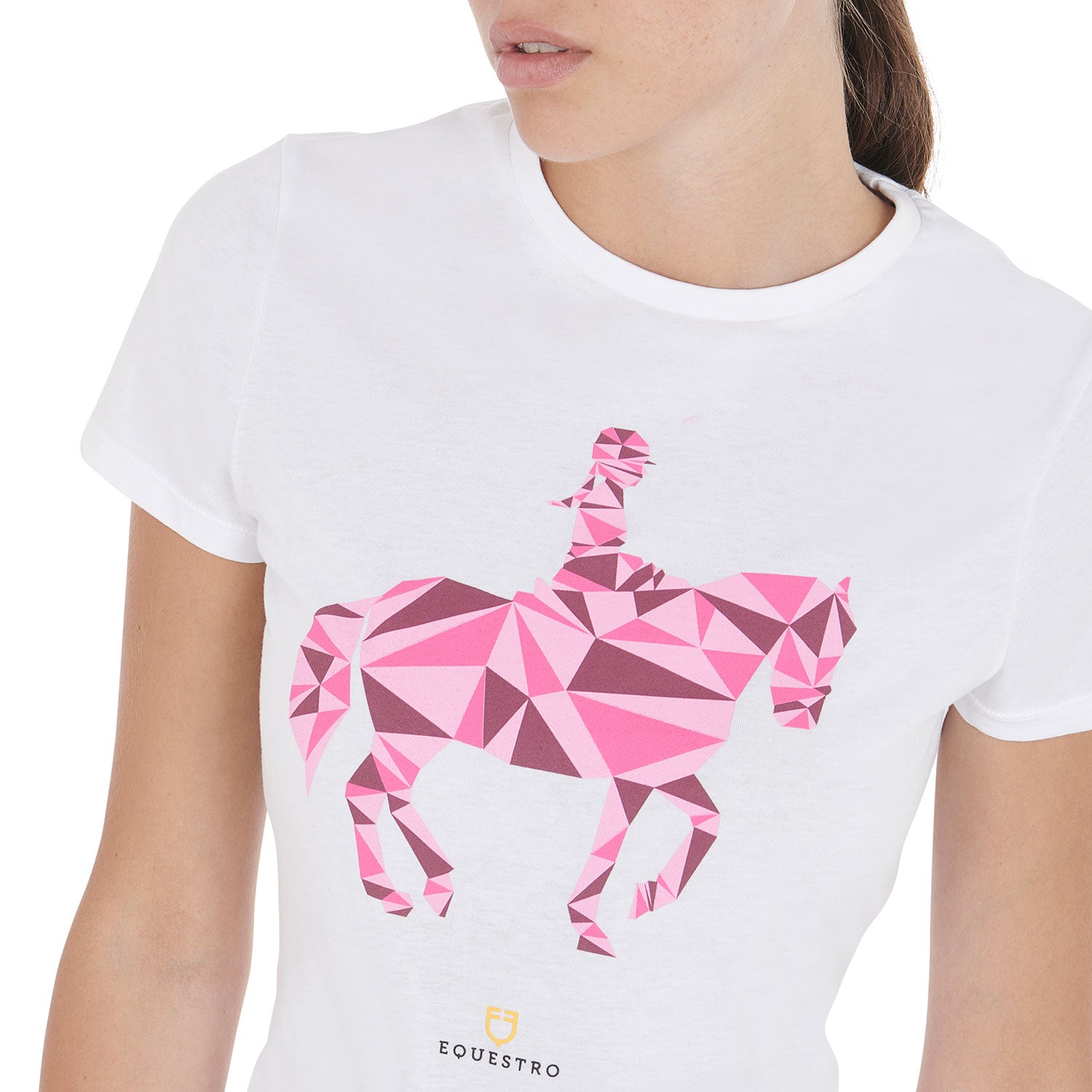 WOMEN'S DRESSAGE HORSE COTTON T white / L