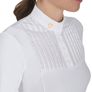 Women's slim fit competition polo shirt rhinestones WHITE / L