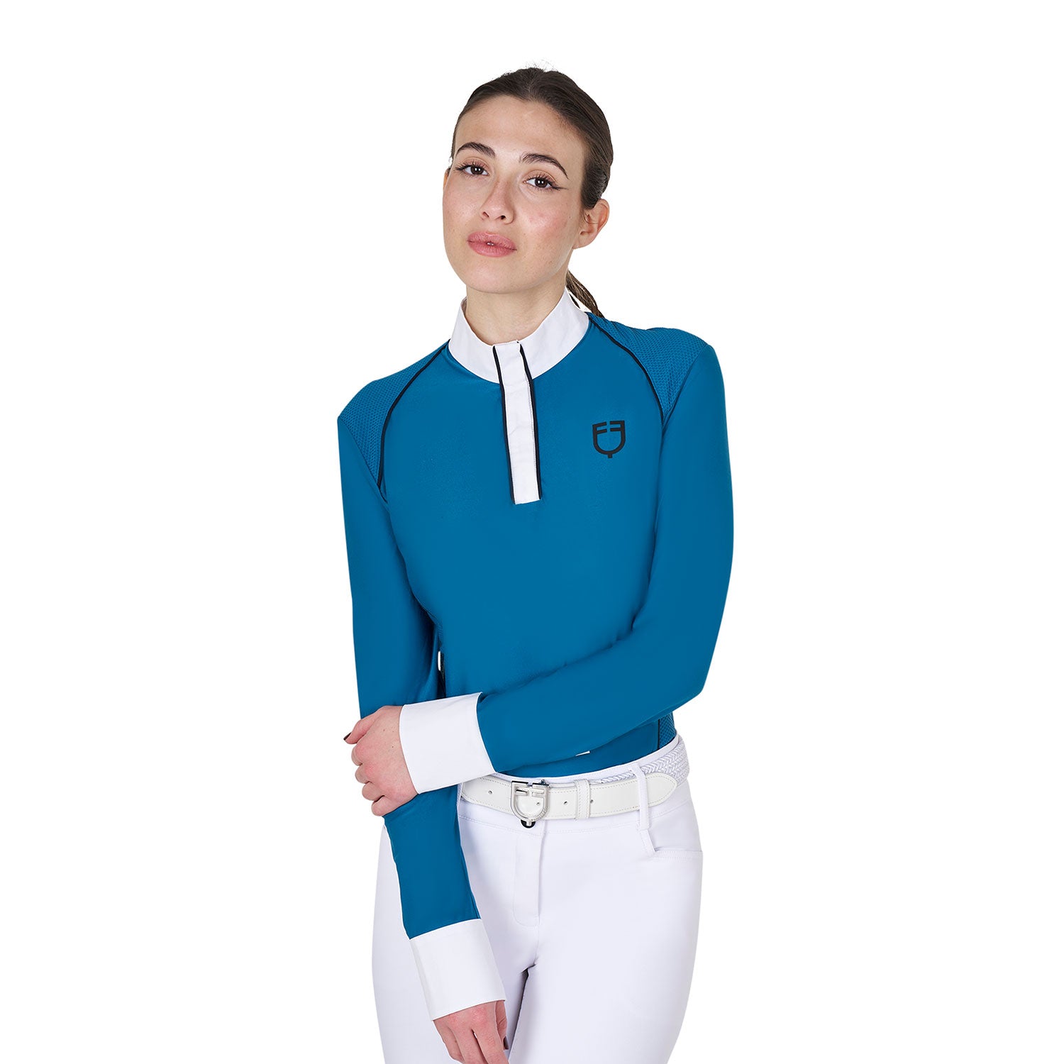 Women's slim fit competition polo shirt mesh inserts BLUE CORAL (19-4526) / M