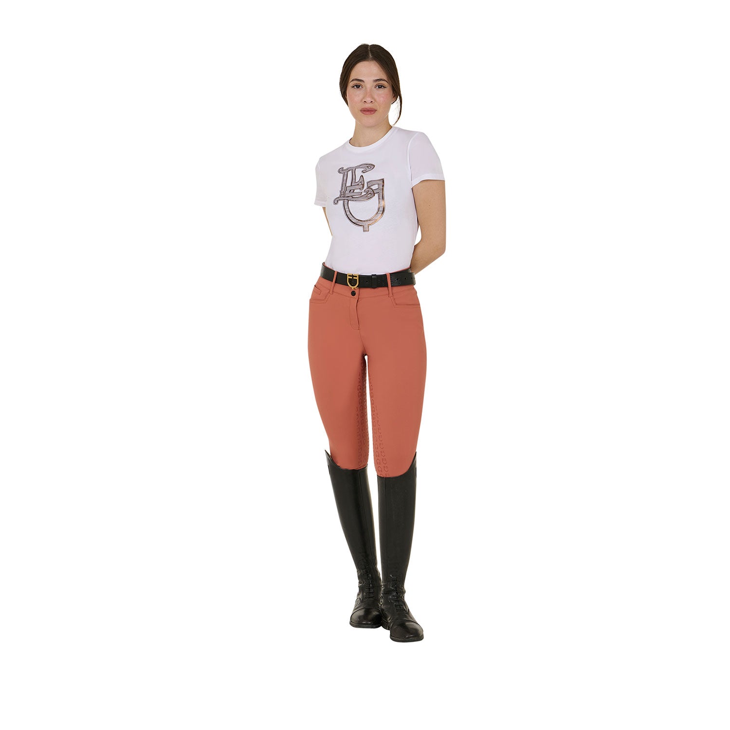 Women's high-waisted full grip breeches REDWOOD (18-1443) / 48
